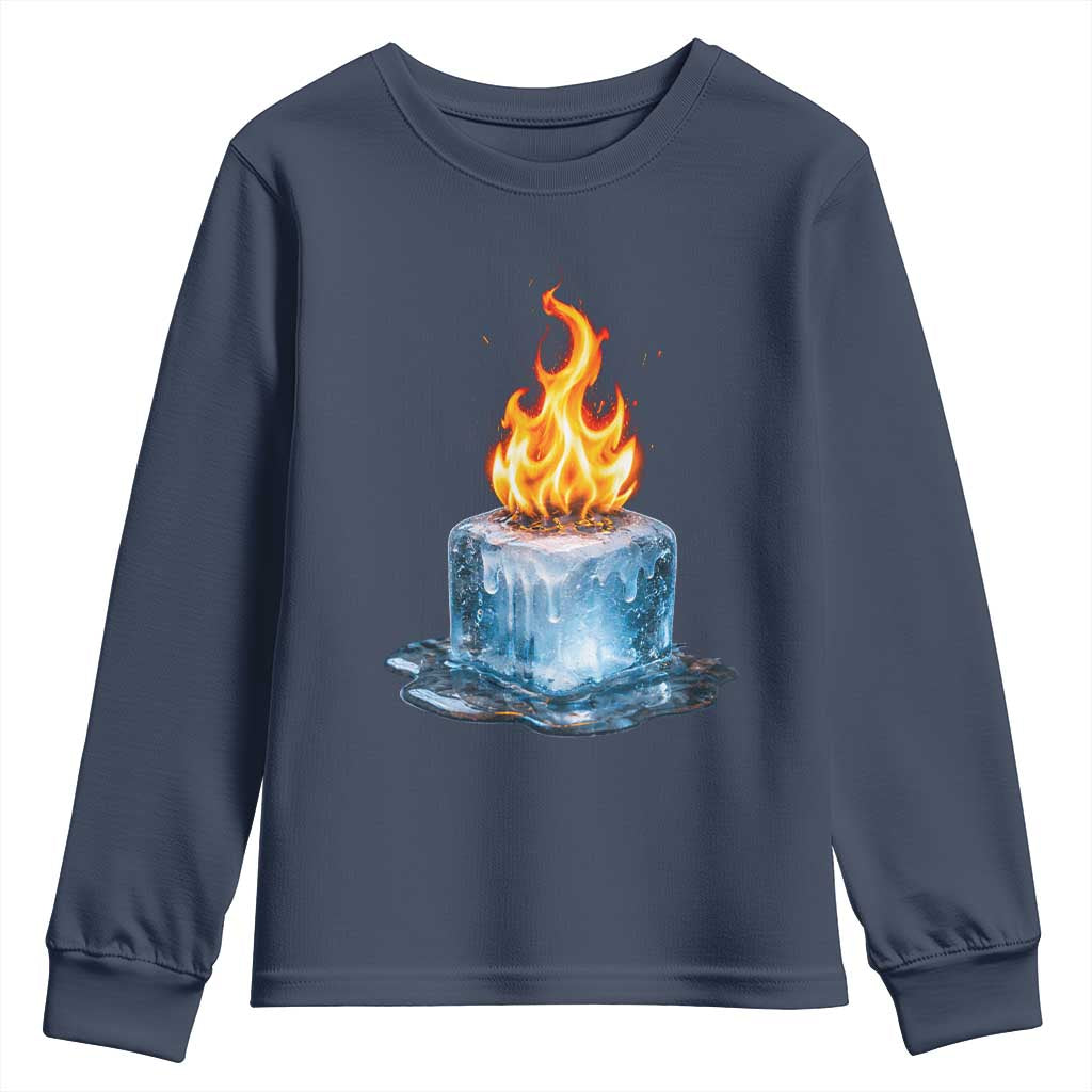 Subtle Anti Ice Youth Sweatshirt Ice Melting Satire Political Humor TS10 Navy Print Your Wear