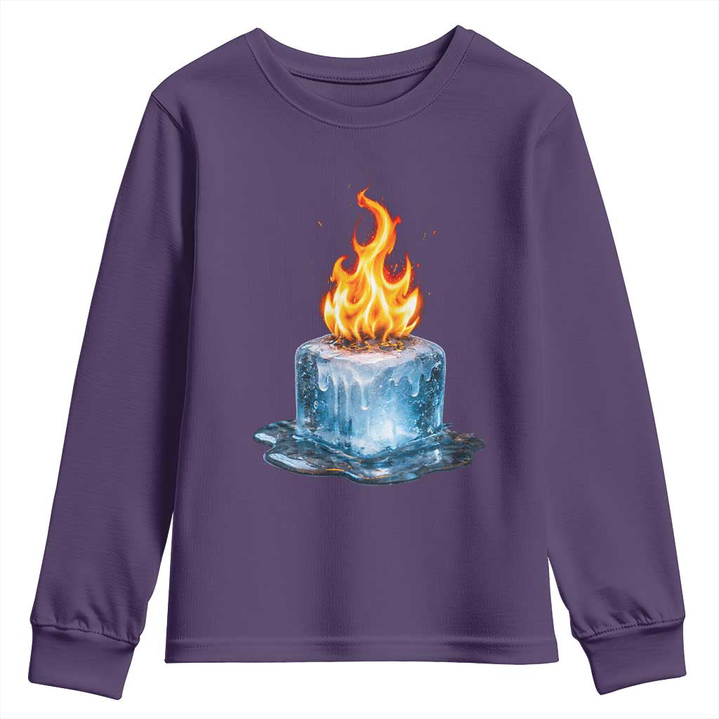 Subtle Anti Ice Youth Sweatshirt Ice Melting Satire Political Humor TS10 Purple Print Your Wear
