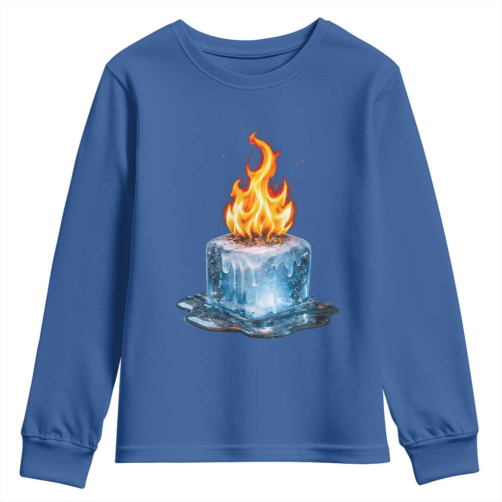 Subtle Anti Ice Youth Sweatshirt Ice Melting Satire Political Humor TS10 Royal Blue Print Your Wear