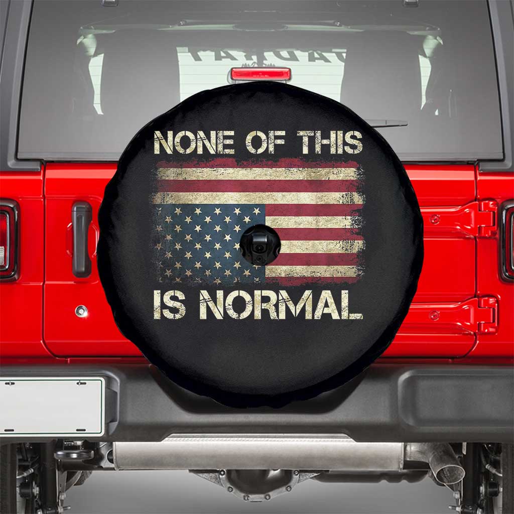 None of This Is Normal Spare Tire Cover Retro Upside Down American Flag TS10 Black Print Your Wear
