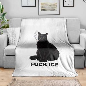 Fck Ice Smoking Cat Throw Blanket Subtle FDT Black Cat Meme TS10 Print Your Wear