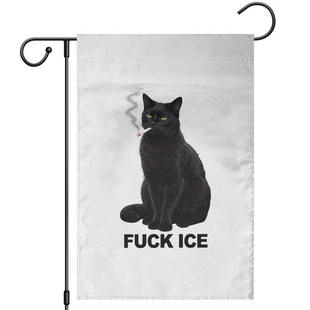 Fck Ice Smoking Cat Garden Flag Subtle FDT Black Cat Meme TS10 White Print Your Wear