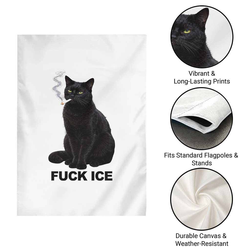 Fck Ice Smoking Cat Garden Flag Subtle FDT Black Cat Meme TS10 Print Your Wear