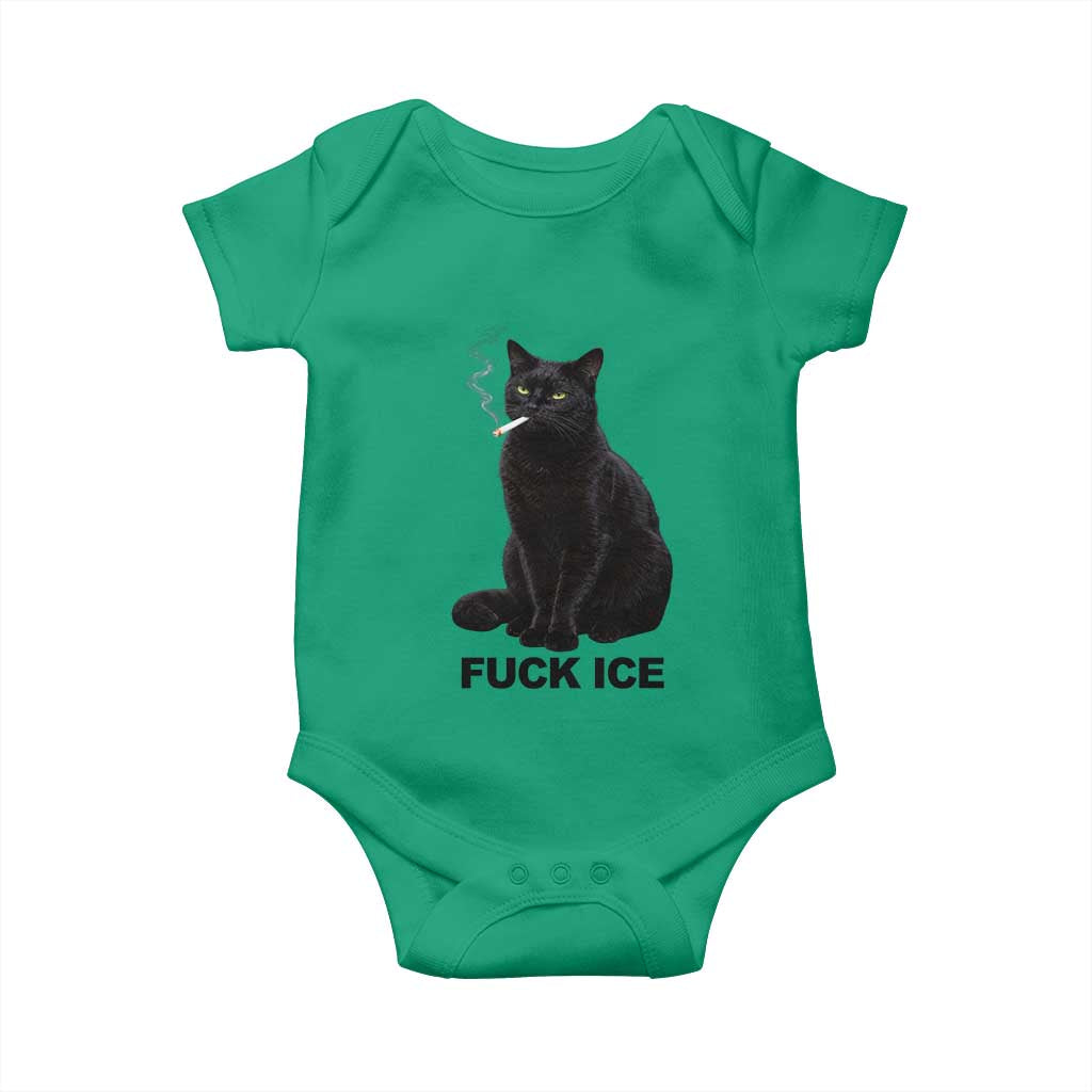 Fck Ice Smoking Cat Baby Onesie Subtle FDT Black Cat Meme TS10 Irish Green Print Your Wear