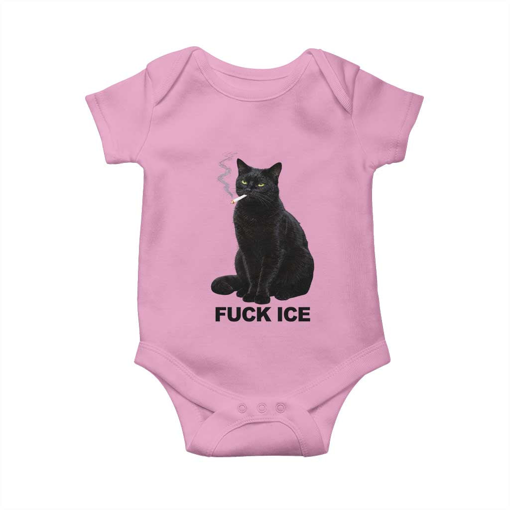 Fck Ice Smoking Cat Baby Onesie Subtle FDT Black Cat Meme TS10 Light Pink Print Your Wear