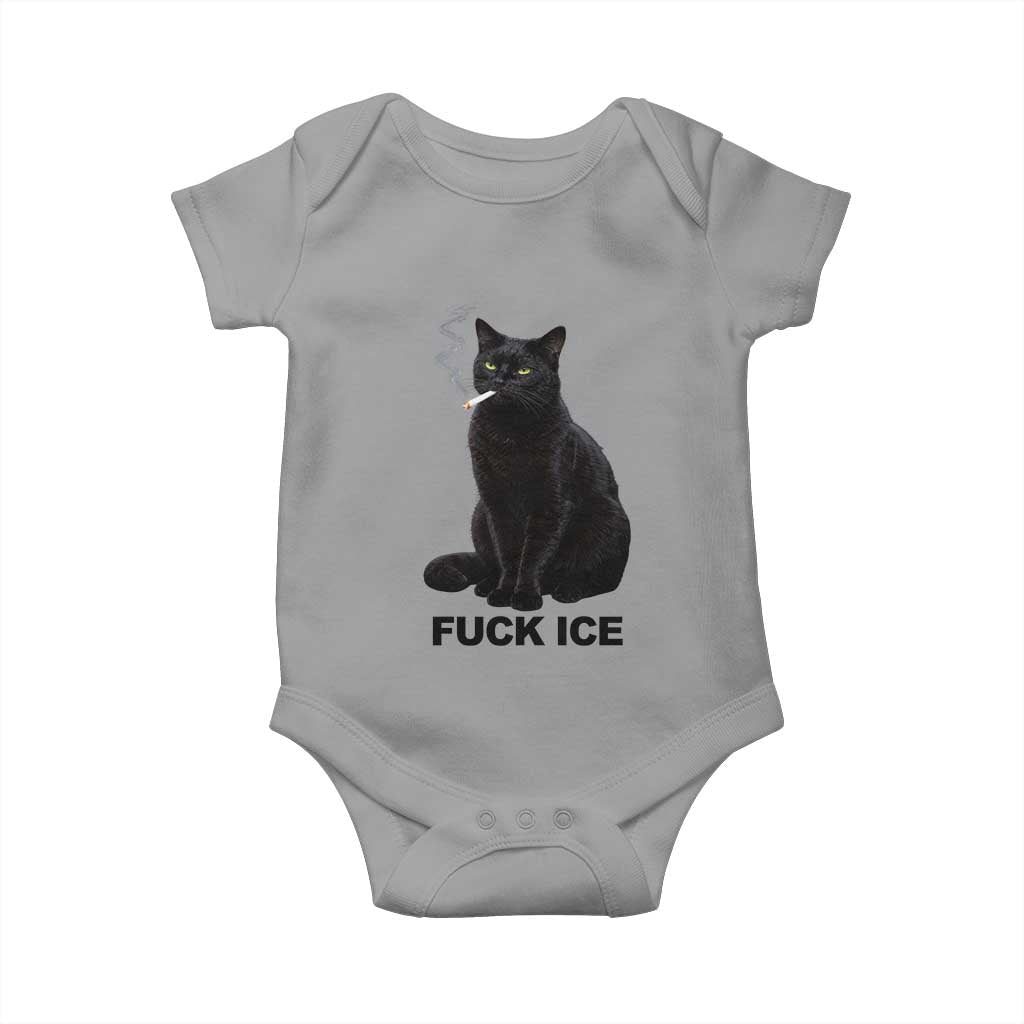 Fck Ice Smoking Cat Baby Onesie Subtle FDT Black Cat Meme TS10 Sport Gray Print Your Wear