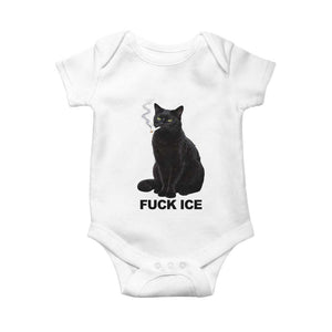 Fck Ice Smoking Cat Baby Onesie Subtle FDT Black Cat Meme TS10 White Print Your Wear