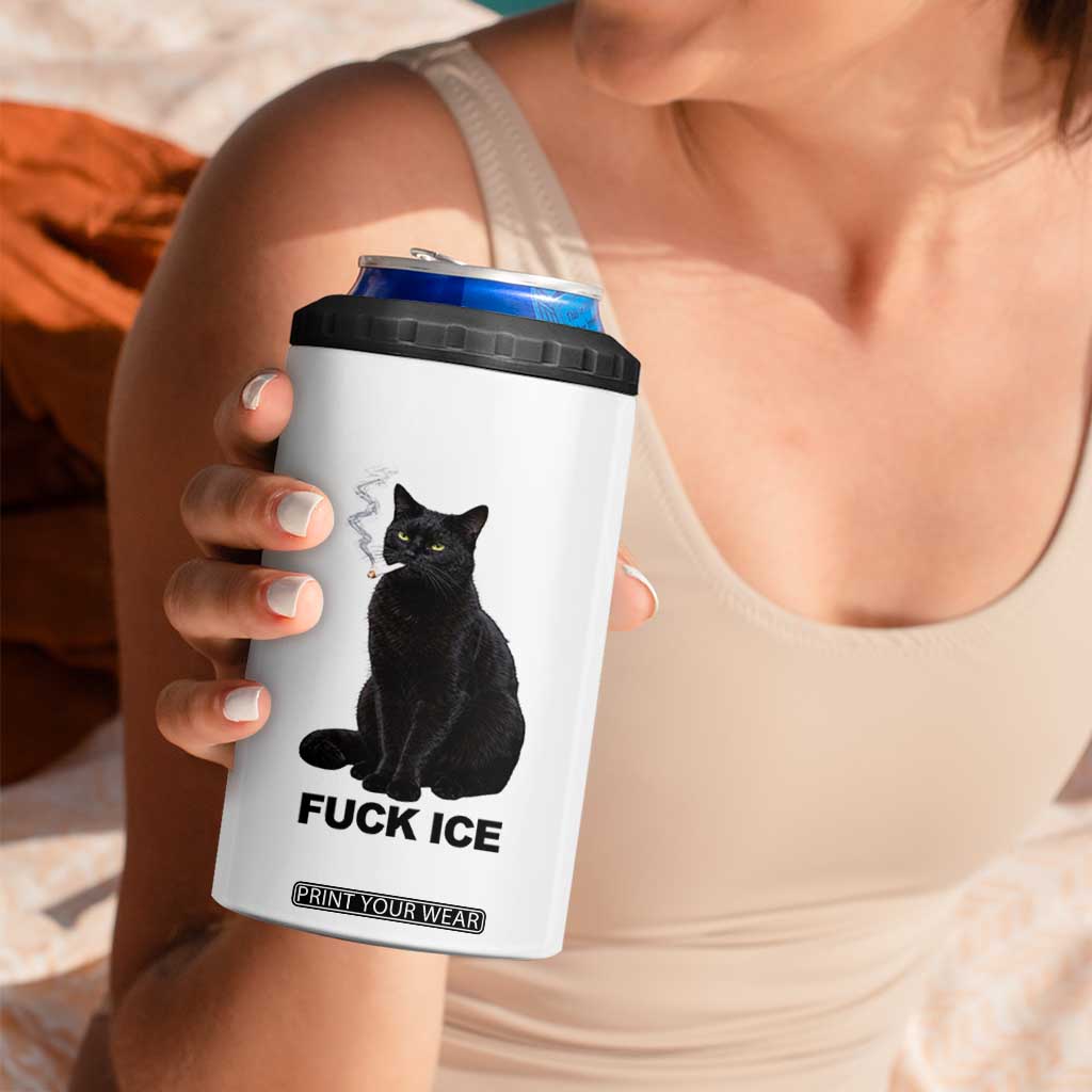Fck Ice Smoking Cat 4 in 1 Can Cooler Tumbler Subtle FDT Black Cat Meme TS10 Print Your Wear