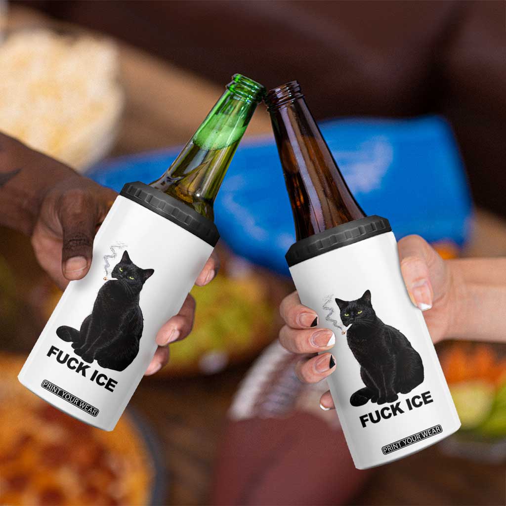 Fck Ice Smoking Cat 4 in 1 Can Cooler Tumbler Subtle FDT Black Cat Meme TS10 Print Your Wear
