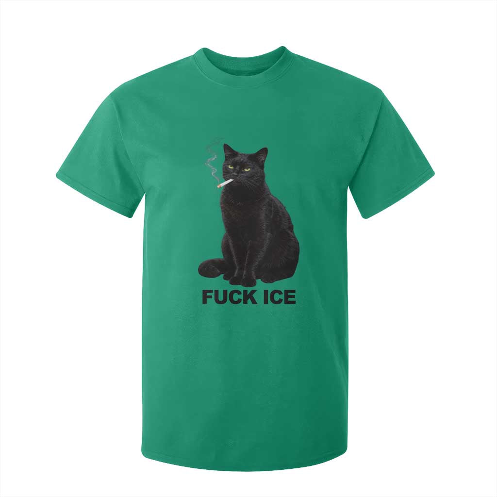 Fck Ice Smoking Cat T Shirt For Kid Subtle FDT Black Cat Meme TS10 Irish Green Print Your Wear