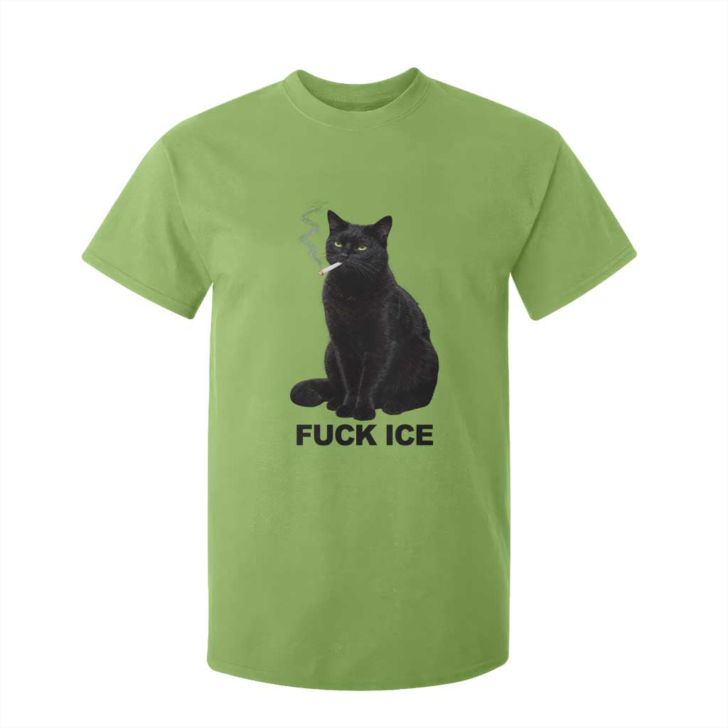 Fck Ice Smoking Cat T Shirt For Kid Subtle FDT Black Cat Meme TS10 Lime Print Your Wear