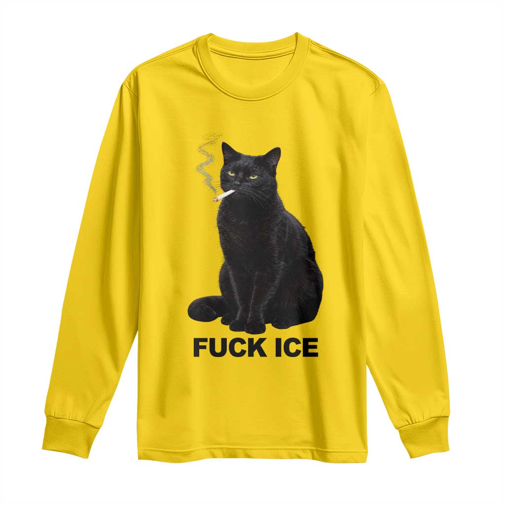 Fck Ice Smoking Cat Long Sleeve Shirt Subtle FDT Black Cat Meme TS10 Daisy Print Your Wear