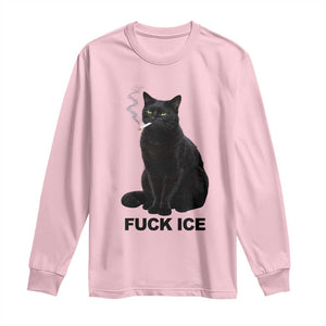 Fck Ice Smoking Cat Long Sleeve Shirt Subtle FDT Black Cat Meme TS10 Light Pink Print Your Wear
