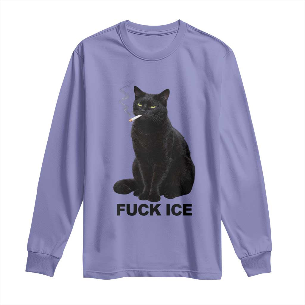 Fck Ice Smoking Cat Long Sleeve Shirt Subtle FDT Black Cat Meme TS10 Violet Print Your Wear