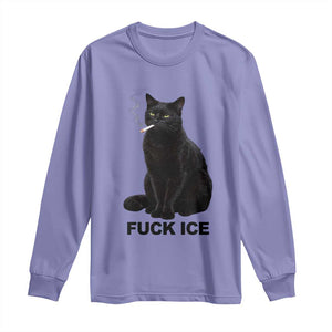 Fck Ice Smoking Cat Long Sleeve Shirt Subtle FDT Black Cat Meme TS10 Violet Print Your Wear