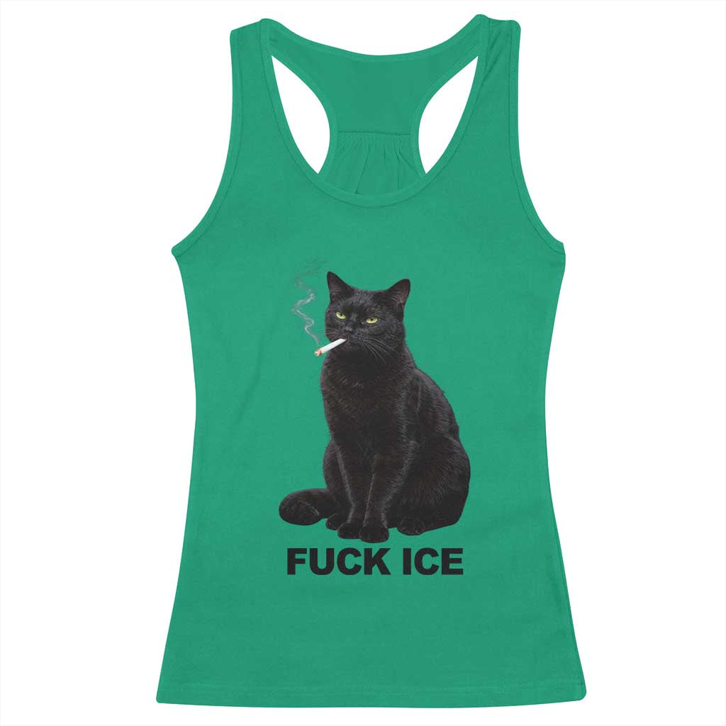 Fck Ice Smoking Cat Racerback Tank Top Subtle FDT Black Cat Meme TS10 Irish Green Print Your Wear