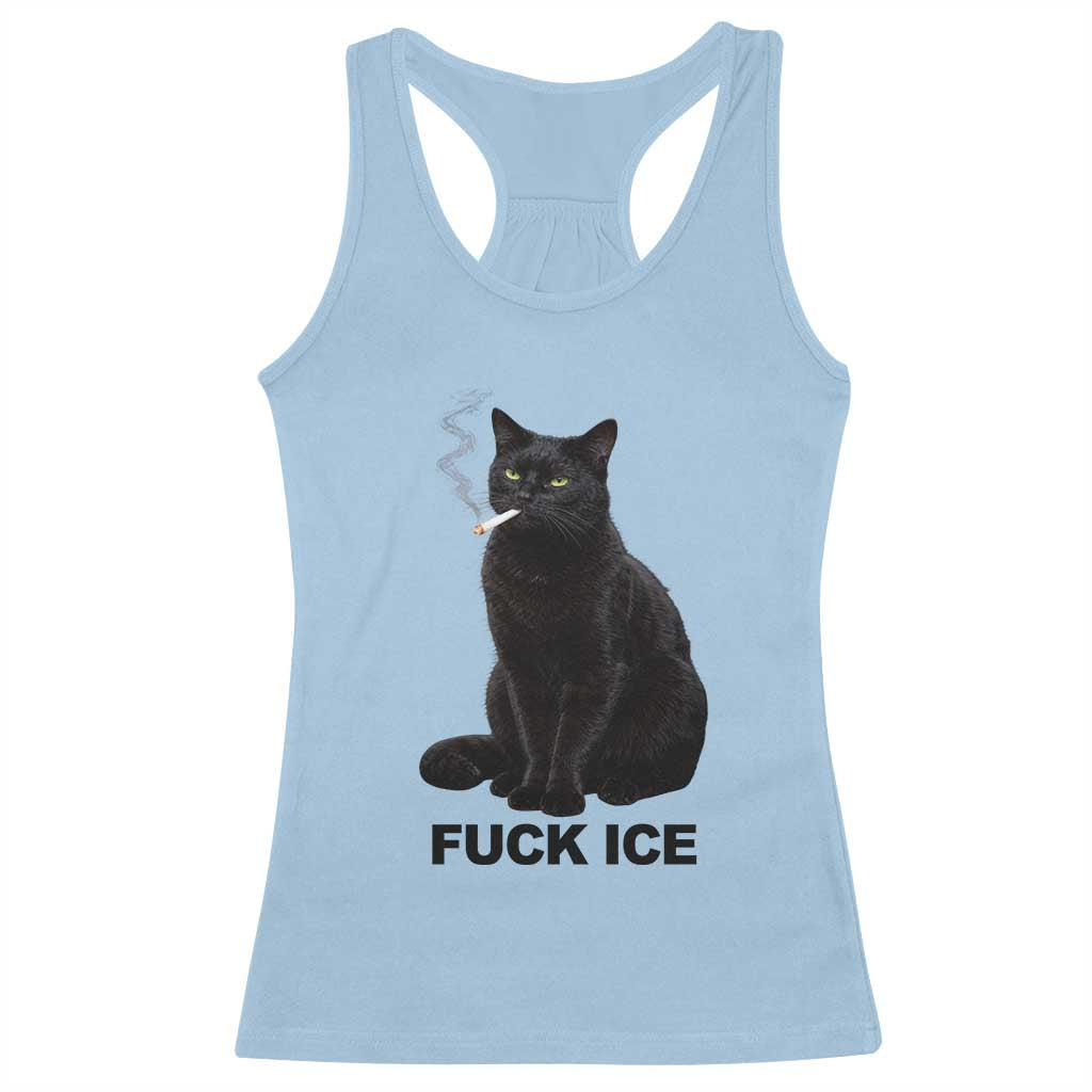Fck Ice Smoking Cat Racerback Tank Top Subtle FDT Black Cat Meme TS10 Light Blue Print Your Wear