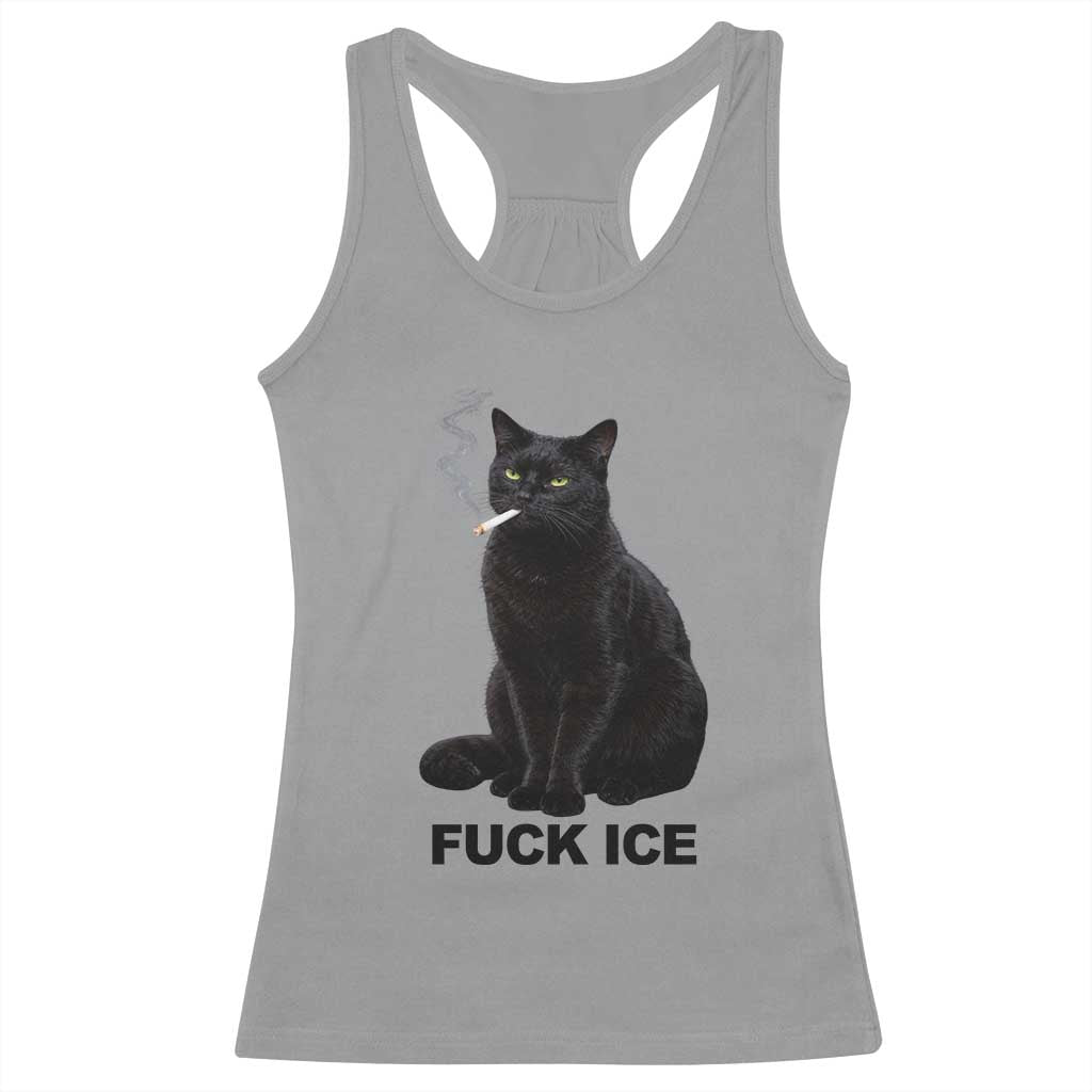 Fck Ice Smoking Cat Racerback Tank Top Subtle FDT Black Cat Meme TS10 Sport Gray Print Your Wear
