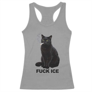 Fck Ice Smoking Cat Racerback Tank Top Subtle FDT Black Cat Meme TS10 Sport Gray Print Your Wear