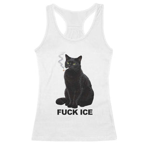 Fck Ice Smoking Cat Racerback Tank Top Subtle FDT Black Cat Meme TS10 White Print Your Wear