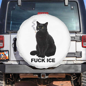 Fck Ice Smoking Cat Spare Tire Cover Subtle FDT Black Cat Meme TS10 No hole White Print Your Wear
