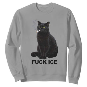 Fck Ice Smoking Cat Sweatshirt Subtle FDT Black Cat Meme TS10 Sport Gray Print Your Wear