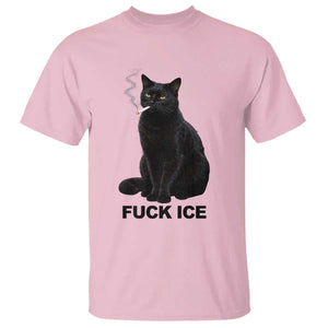 Fck Ice Smoking Cat T Shirt Subtle FDT Black Cat Meme TS10 Light Pink Print Your Wear