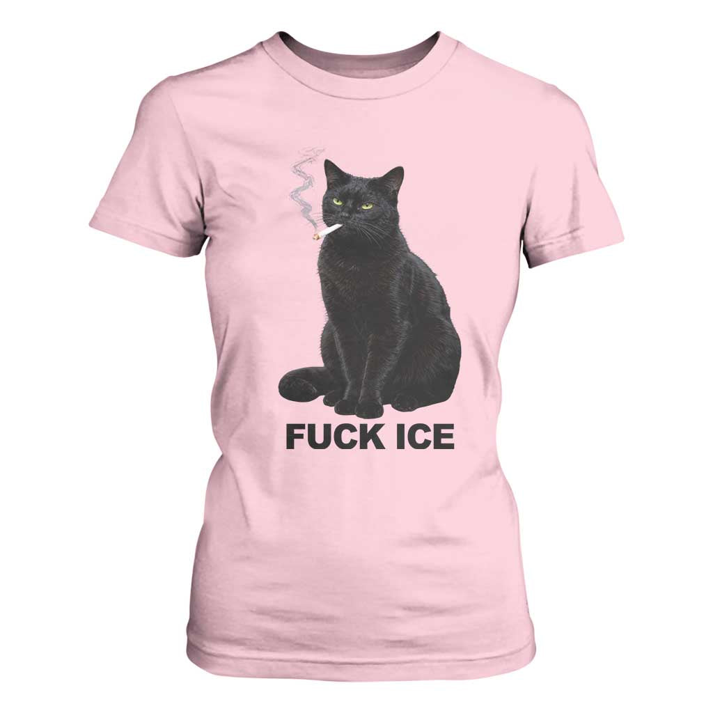 Fck Ice Smoking Cat T Shirt For Women Subtle FDT Black Cat Meme TS10 Light Pink Print Your Wear