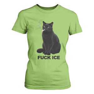 Fck Ice Smoking Cat T Shirt For Women Subtle FDT Black Cat Meme TS10 Lime Print Your Wear