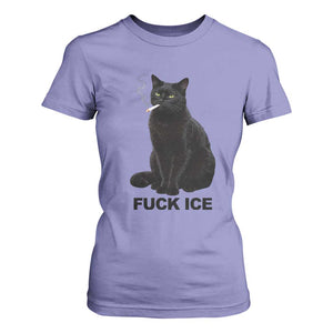 Fck Ice Smoking Cat T Shirt For Women Subtle FDT Black Cat Meme TS10 Violet Print Your Wear