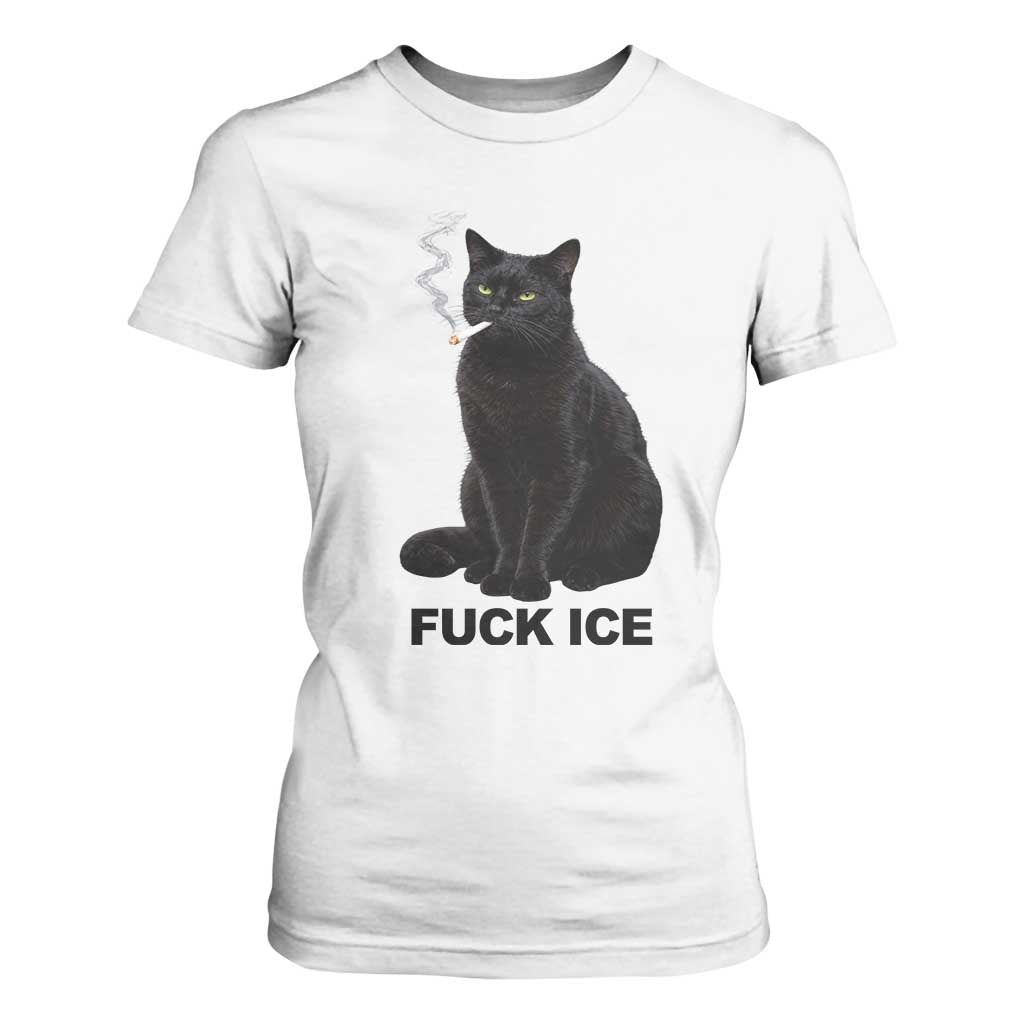 Fck Ice Smoking Cat T Shirt For Women Subtle FDT Black Cat Meme TS10 White Print Your Wear