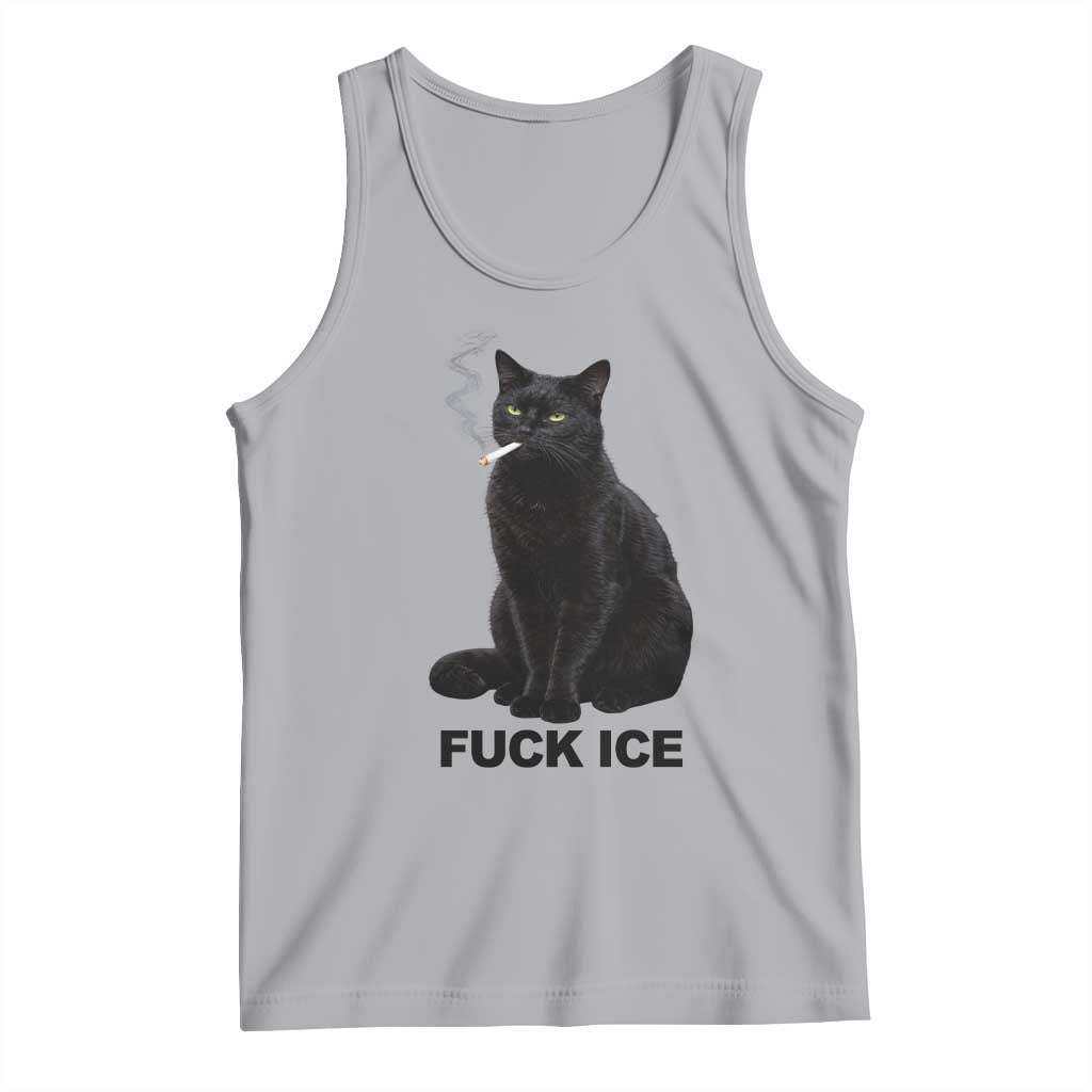 Fck Ice Smoking Cat Tank Top Subtle FDT Black Cat Meme TS10 Athletic Heather Print Your Wear