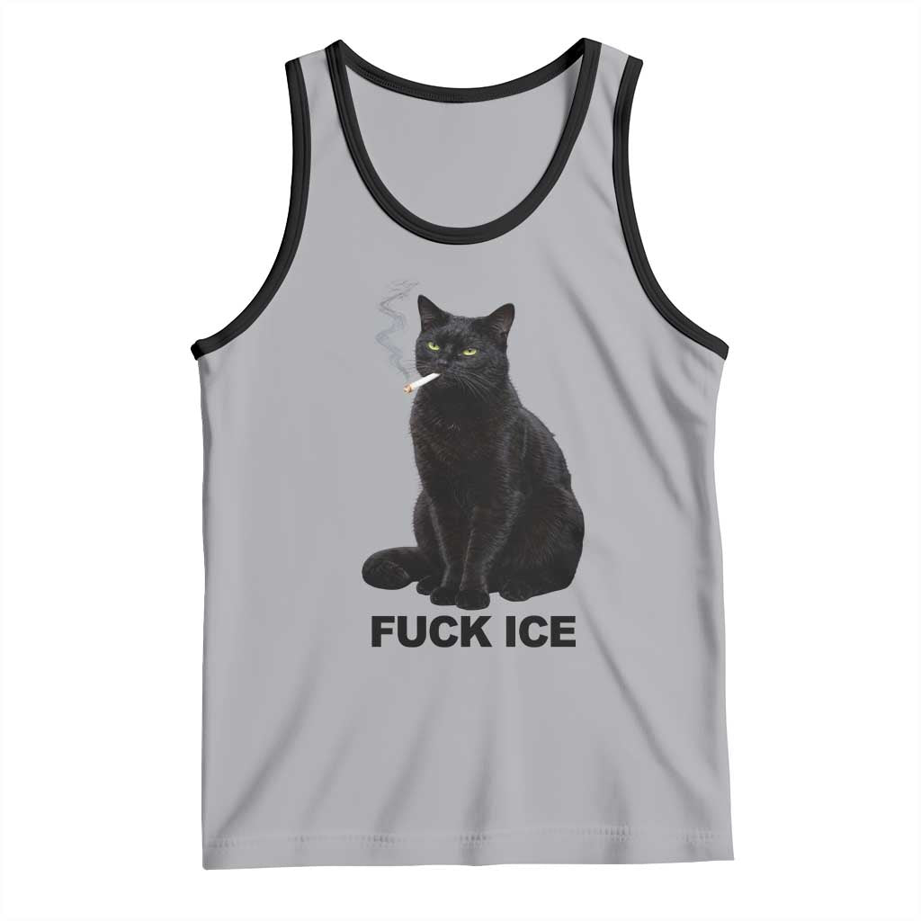 Fck Ice Smoking Cat Tank Top Subtle FDT Black Cat Meme TS10 Athletic Heather Black Print Your Wear