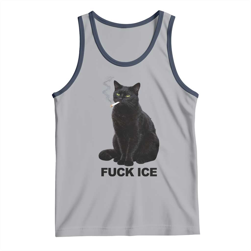 Fck Ice Smoking Cat Tank Top Subtle FDT Black Cat Meme TS10 Athletic Heather Navy Print Your Wear