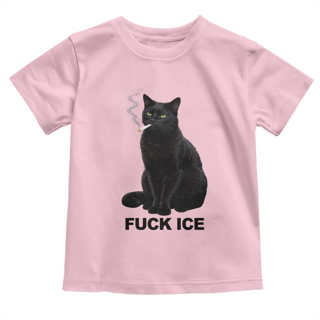 Fck Ice Smoking Cat Toddler T Shirt Subtle FDT Black Cat Meme TS10 Light Pink Print Your Wear