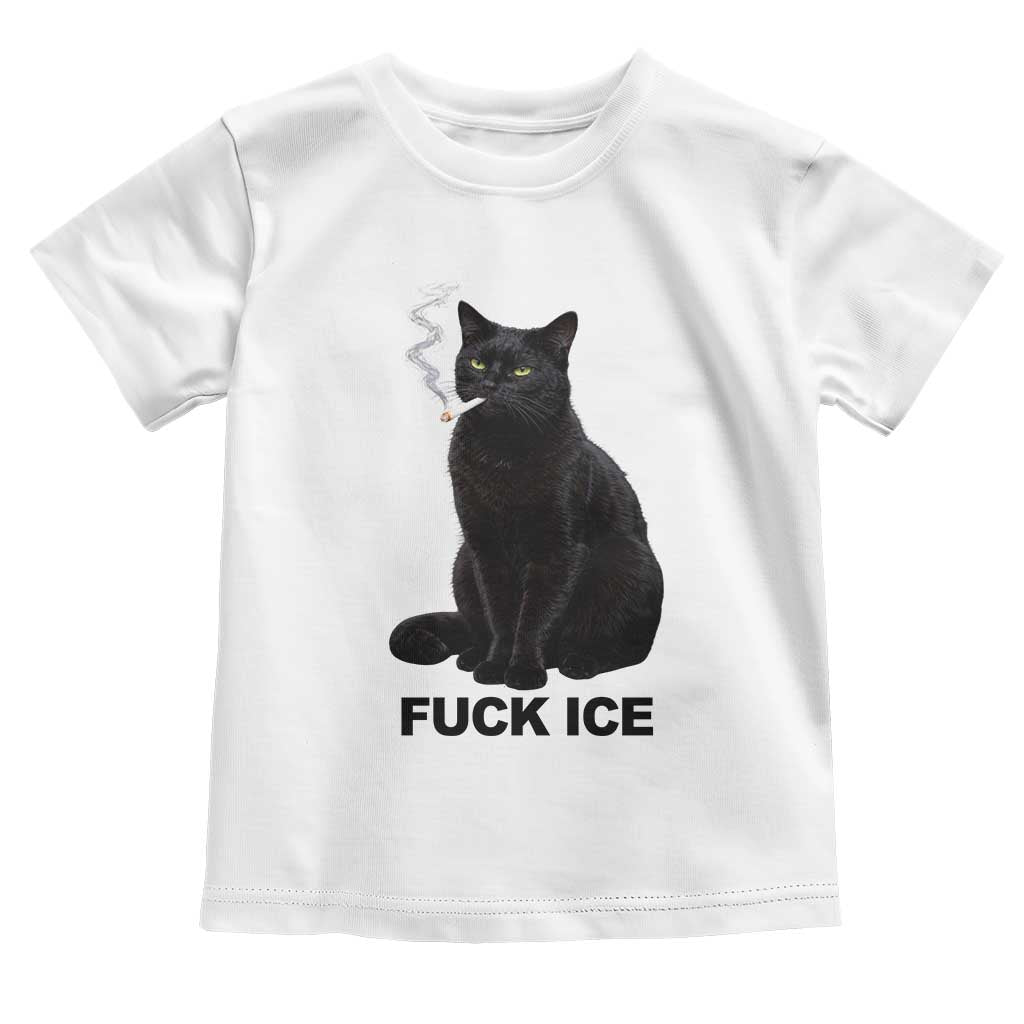 Fck Ice Smoking Cat Toddler T Shirt Subtle FDT Black Cat Meme TS10 White Print Your Wear
