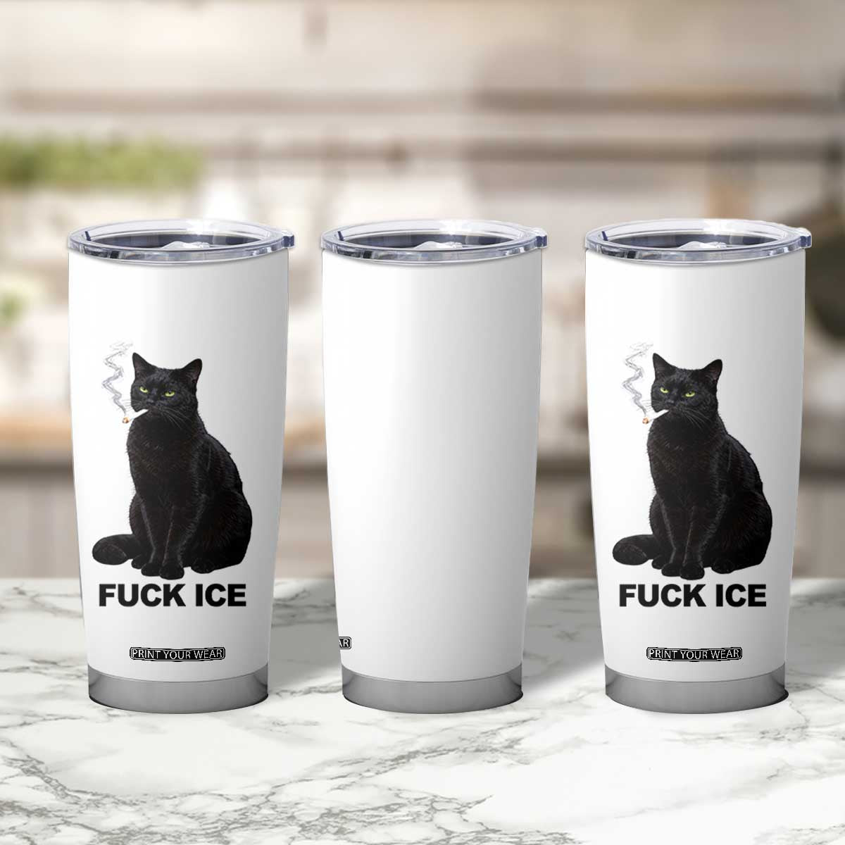 Fck Ice Smoking Cat Tumbler Cup Subtle FDT Black Cat Meme TS10 Print Your Wear