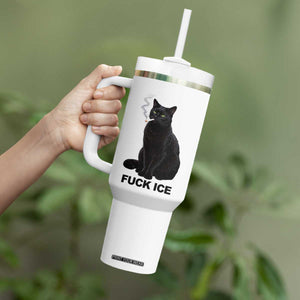 Fck Ice Smoking Cat Tumbler With Handle Subtle FDT Black Cat Meme TS10 Print Your Wear