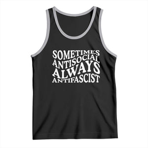 Sometimes Antisocial Always Antifascist Tank Top TS10 Black Athletic Heather Print Your Wear