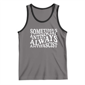 Sometimes Antisocial Always Antifascist Tank Top TS10 Deep Heather Black Print Your Wear