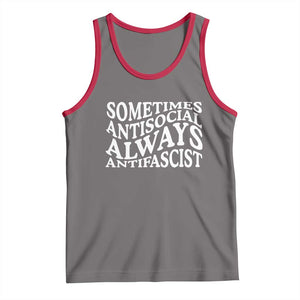 Sometimes Antisocial Always Antifascist Tank Top TS10 Deep Heather Red Print Your Wear