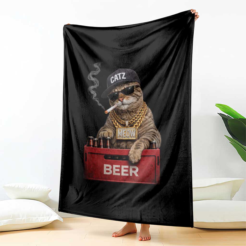 Funny Smoking Cat Meme Throw Blanket Vintage Graphic Cigarette Kitty Beer Cat Lover TS10 Print Your Wear