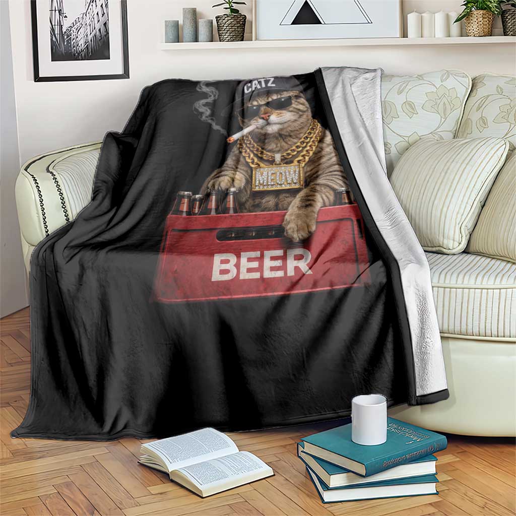Funny Smoking Cat Meme Throw Blanket Vintage Graphic Cigarette Kitty Beer Cat Lover TS10 Print Your Wear