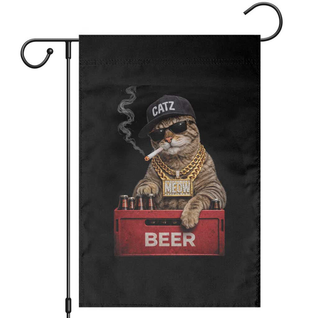 Funny Smoking Cat Meme Garden Flag Vintage Graphic Cigarette Kitty Beer Cat Lover TS10 Black Print Your Wear