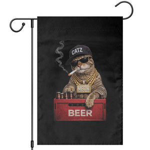 Funny Smoking Cat Meme Garden Flag Vintage Graphic Cigarette Kitty Beer Cat Lover TS10 Black Print Your Wear