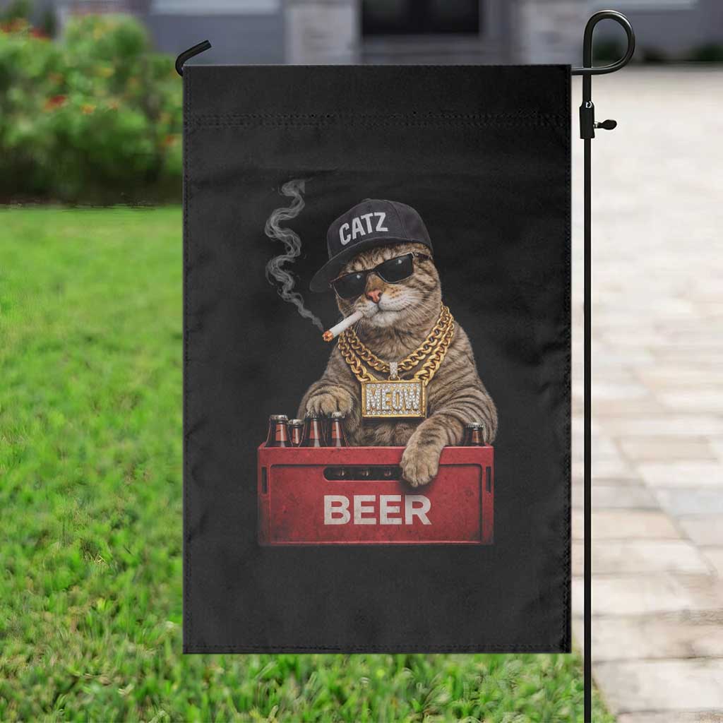 Funny Smoking Cat Meme Garden Flag Vintage Graphic Cigarette Kitty Beer Cat Lover TS10 Print Your Wear