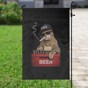 Funny Smoking Cat Meme Garden Flag Vintage Graphic Cigarette Kitty Beer Cat Lover TS10 Print Your Wear