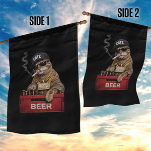 Funny Smoking Cat Meme Garden Flag Vintage Graphic Cigarette Kitty Beer Cat Lover TS10 Print Your Wear