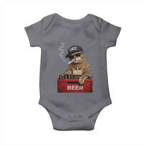 Funny Smoking Cat Meme Baby Onesie Vintage Graphic Cigarette Kitty Beer Cat Lover TS10 Charcoal Print Your Wear