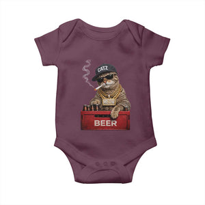 Funny Smoking Cat Meme Baby Onesie Vintage Graphic Cigarette Kitty Beer Cat Lover TS10 Maroon Print Your Wear